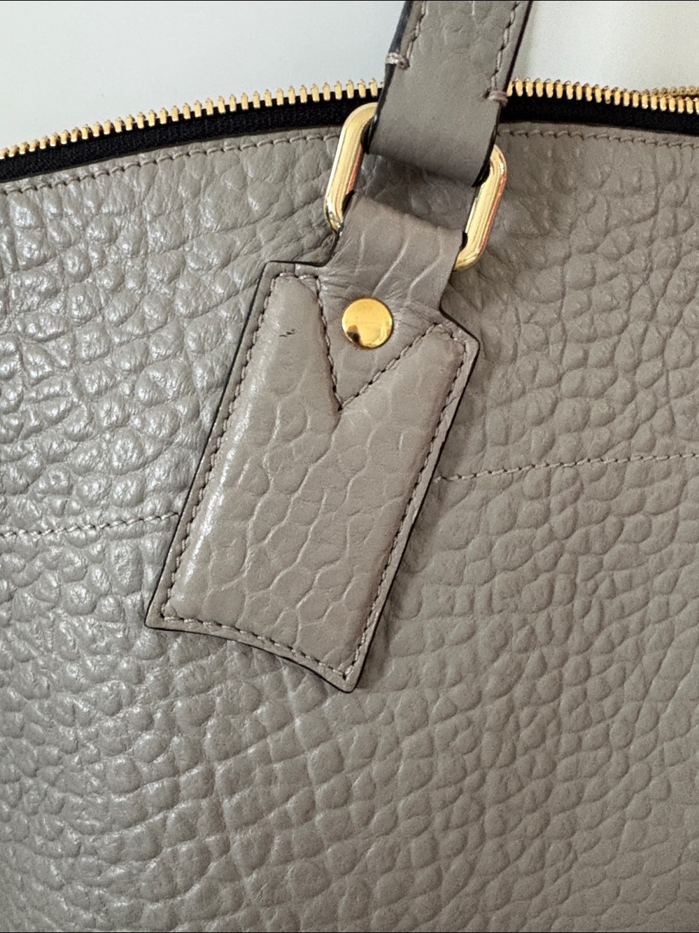 Burberry Pale Gray Pebble Leather Tote with Gold Hardware 17”X11” - Picture 4 of 16